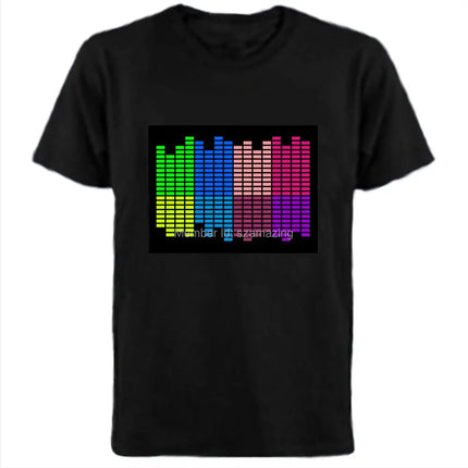 Popular Sound Active Equalizer EL T-shirt Equalizer Light Up Down LED T-shirt Flashing Music Activated LED T-shirts Men Women Tee