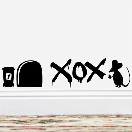 Funny Mouse Hole Wall Stickers Kitchen Bedroom Baseboard Home Decoration 3d Vinyl Wall Decals Diy Cartoon Rat Animal Mural Art