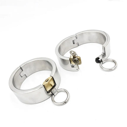 Stainless Steel Bondage Bangle Oval Anklet Fetter Metal Shackles Ankle Cuff Restraint Lock Adult BDSM Sex Toy For Male Female