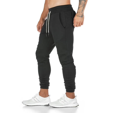 Black Joggers Sweatpants Men Slim Casual Pants Solid Color Gym Workout Cotton Sportswear Autumn Male Fitness Crossfit Trackpants