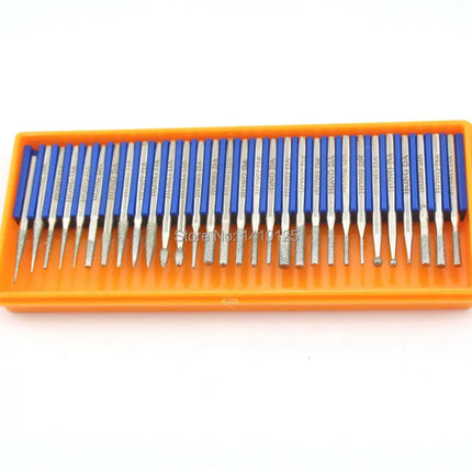 30 Pcs Bur Diamond Grinding Head Set Coated Carving Burrs Rotary Tool Bit Grit 120 Shank 2.35/3mm for Dremel Tools Accessories