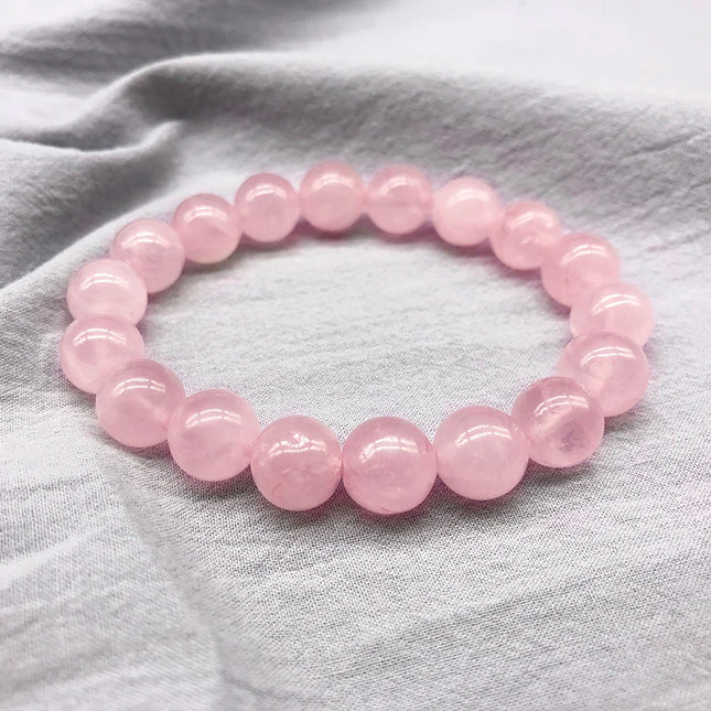 Wholesale Pink Rose Powder Crystal Quartz Natural Stone Stretch Bracelet Elastic Cord Pulsera Jewelry Beads Lovers Women Gift