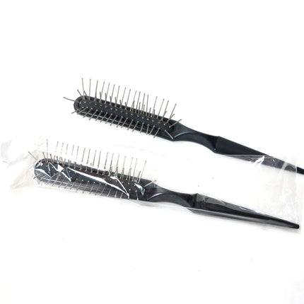XUCHANG HARMONY 10 Pieces Black Salon Massage Hair Brush Slim Line Comb with Metal Tooth Hairbrush Hairdressing Styling Tools