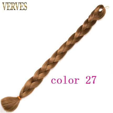 VERVES Braiding Hair Long 100 cm Folded Synthetic Jumbo Braids 165g/Piece Brown Black Pink Pure Color Braid Hair Extensions