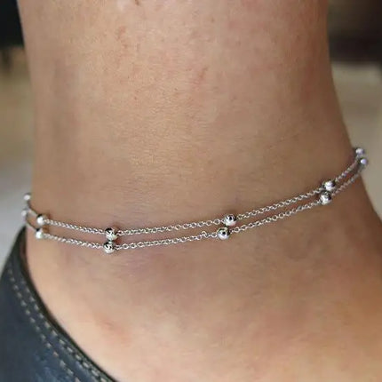 2020 New Fashion Footwear Jewelry Punk Style Gold Two-color Chain Ankle Bracelet New Product Launch Bracelet Leg Jewelry