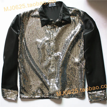 Rare Classic Show Cosplay MJ Michael Jackson Billie Jean sequin Black shirt in 1980's For Collection