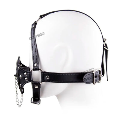 Thierry Plug Your Hole Open Mouth Gag Leather Head Harness, SM Bondage Slave Sex Toys for Couple Adult Games Erotic Sex Products