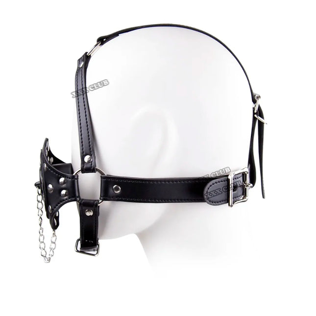 Thierry Plug Your Hole Open Mouth Gag Leather Head Harness, SM Bondage Slave Sex Toys for Couple Adult Games Erotic Sex Products