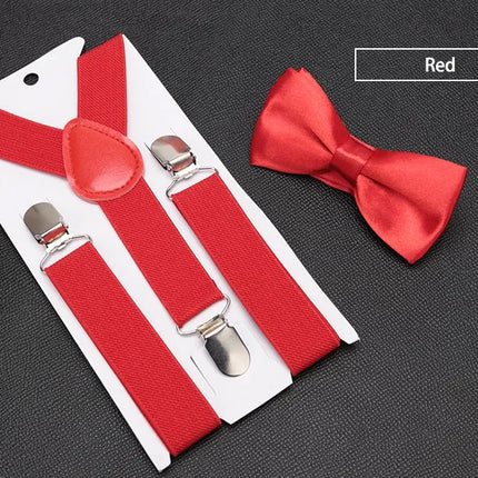 Kids Suspenders with Bowtie Fashion Children Bow Tie Set Boys Braces Girls Adjustable Suspenders Baby Wedding Ties Accessories