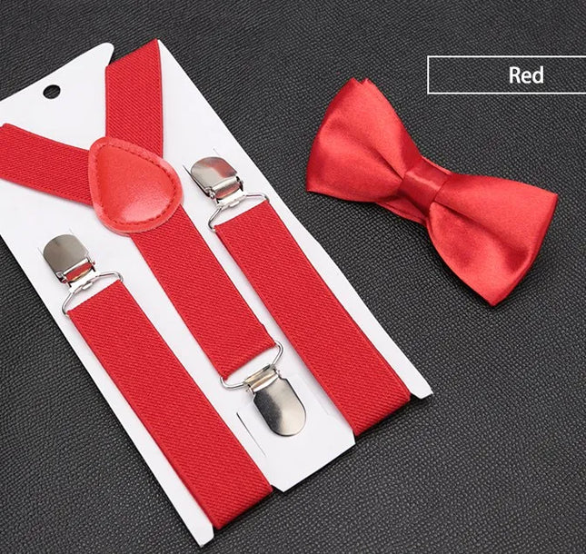 Kids Suspenders with Bowtie Fashion Children Bow Tie Set Boys Braces Girls Adjustable Suspenders Baby Wedding Ties Accessories