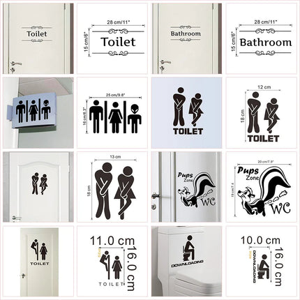 WC Toilet Entrance Sign Door Stickers For Public Place Home Decoration Creative Pattern Wall Decals Diy Funny Vinyl Mural Art