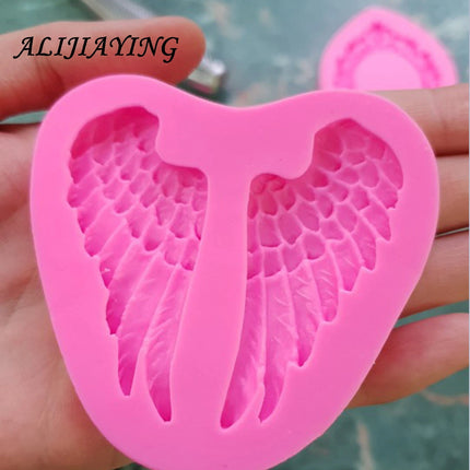 1Pcs Baby Angel Wings Silicone Mold Fondant Cake Decorating Tools Sugarcraft Chocolate Candy Clay Mould Cupcake Mold D0227
