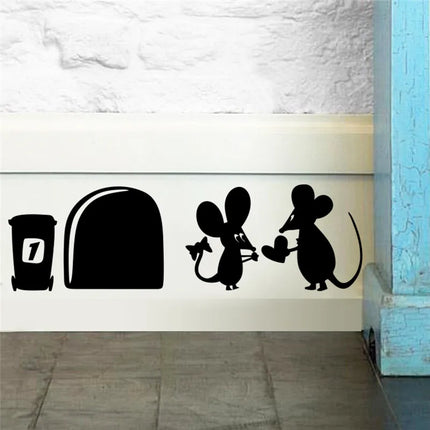 Funny Mouse Hole Wall Stickers Kitchen Bedroom Baseboard Home Decoration 3d Vinyl Wall Decals Diy Cartoon Rat Animal Mural Art