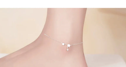 Buyee 925 Sterling Silver Female Simple Anklet Chain Foot Legs Anklet for Women Fashion Star Fine Jewelry Anklets Chain