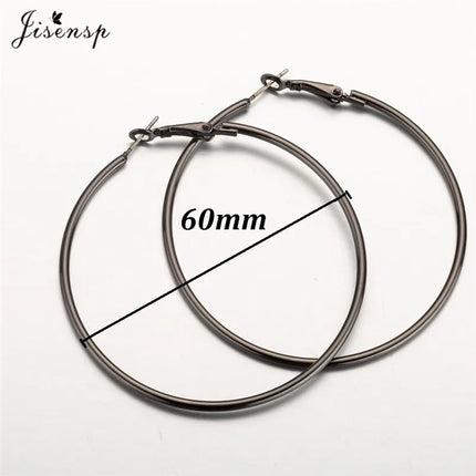 Jisensp 30/40/50/60mm Trendy Large Hoop Earrings Smooth Circle Earrings for Women Jewelry Hyperbole Oversizes Accessories
