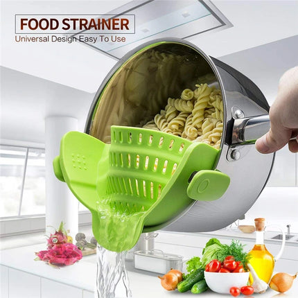 LMETJMA 6 Color Universal Clip on Strainer Adjustable Silicone Strain Pot   Strainer Colander For Pasta Fruit Vegetable JT-007