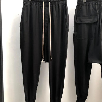 Owen Seak Men Casual Pants 100% Cotton Gothic Men Clothing Sweatpants Summer Lightweight Women Solid Loose Pants Size XL