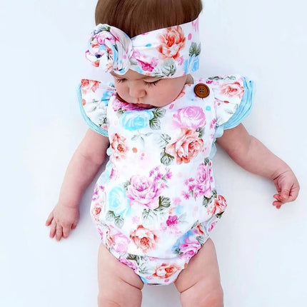 Citgeett 2pcs/Set Summer Cute Infant Baby Girls Floral Sleeveless Romper +Headband Summer Sunsuit Clothes Outfits Set  SS