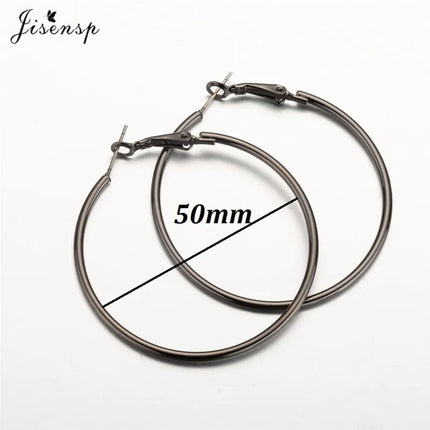 Jisensp 30/40/50/60mm Trendy Large Hoop Earrings Smooth Circle Earrings for Women Jewelry Hyperbole Oversizes Accessories