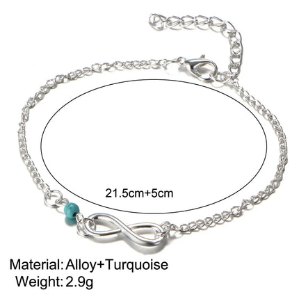 Infinite Double Jewelry Pendant Charm Bracelet Ladies Summer Anklet Fashion Jewelry Gifts Good Luck 8 Characters Beaded Anklet