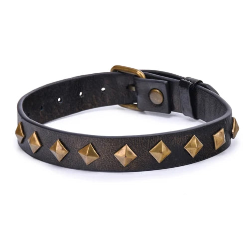 Brown Vintage Genuine Leather Sex Bdsm Collar Punk Rivet Slave Bondage Collar Bdsm Fetish Sex Toys For Woman Couples Sm Toys