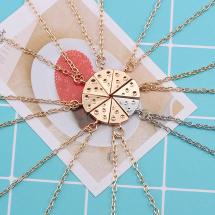 Cute Pizza Childhood Friendship Chain for Women Triangle Food Charms Necklace Best Friends Keychain BFF Jewelry Birthday Gifts
