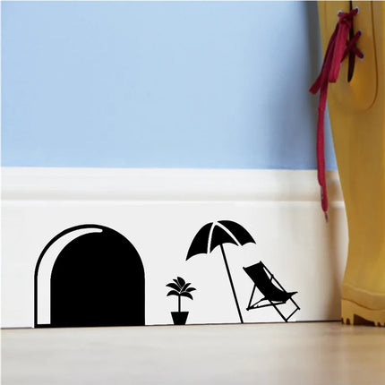 Funny Mouse Hole Wall Stickers Kitchen Bedroom Baseboard Home Decoration 3d Vinyl Wall Decals Diy Cartoon Rat Animal Mural Art