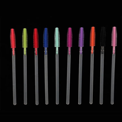 10Pcs Colorful Disposable Silicone Head Mascara Applicator Spooler Brush Eyebrow Comb Brush Eyelash Extension Makeup Tools