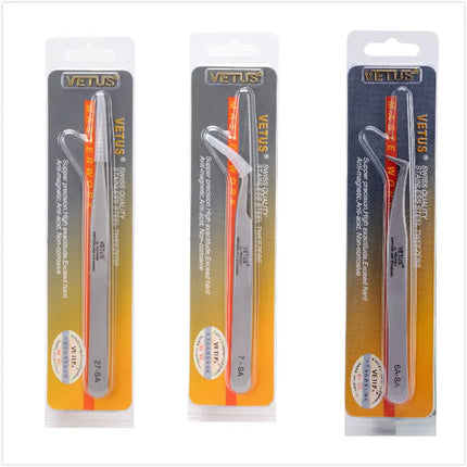 VETUS 6A-SA Eyelash Tweezers Stainless Steel Anti-static 3D/6D Volume Eyelash Extension Best Quality Fan Tweezer