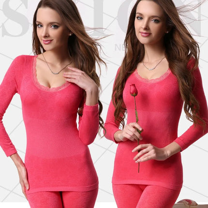 Sexy Women underwear sets or Thermal - Elastic modal High Neck Long Underwear comfortable Hot Tops + pants underwear Set