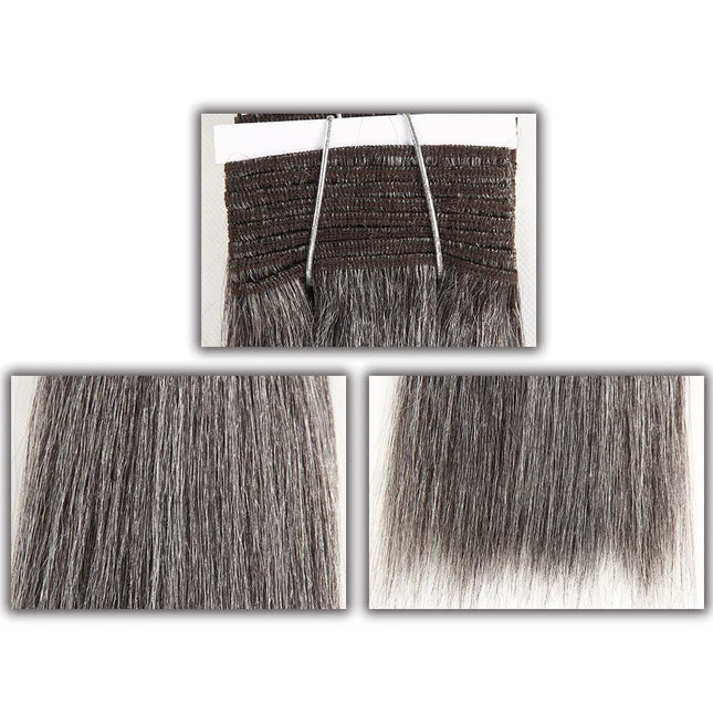 Sleek Hair Brazilian Double Drawn Remy Human Hair Weave Short Yaki Straight #44 #34 #51 #280 Piano Gray Mix Color Bundles