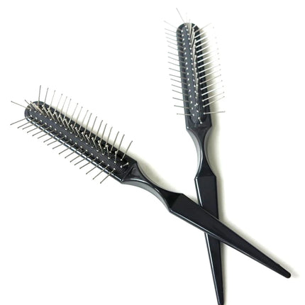 XUCHANG HARMONY 10 Pieces Black Salon Massage Hair Brush Slim Line Comb with Metal Tooth Hairbrush Hairdressing Styling Tools