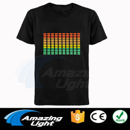 Popular Sound Active Equalizer EL T-shirt Equalizer Light Up Down LED T-shirt Flashing Music Activated LED T-shirts Men Women Tee