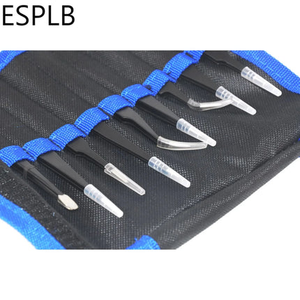 9-10pcs/Set ESD Stainless Steel Tweezers Precision Anti-Static Industrial Repair Tools Tweezers for Electronics Soldering Craft