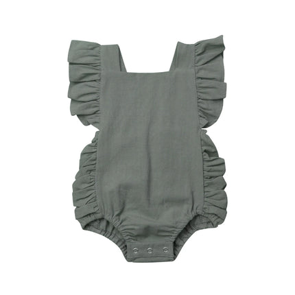 Citgeett Summer Newborn Baby Girl Bodysuit Ruffle Sleeveless Cute Solid Jumpsuit 4 Colors rUFFLE solid Fashion Outfits Sunsuit