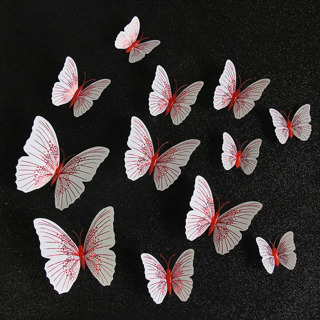 12Pcs/Set Ambilight 3D Butterfly Wall Sticker Butterflies Bedroom Home Decoration Room For Wedding Decor Fridge Magnet Decals