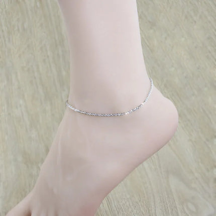 Buyee 925 Sterling Silver Female Simple Anklet Chain Foot Legs Anklet for Women Fashion Star Fine Jewelry Anklets Chain