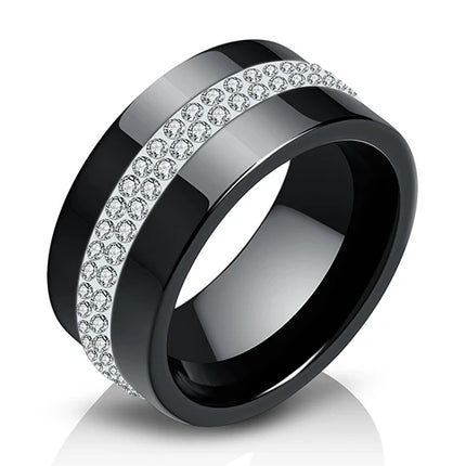 High Qulity Women Jewelry Ring Wholesale Black And White Simple Style Comly Crystal Ceramic Rings for Women