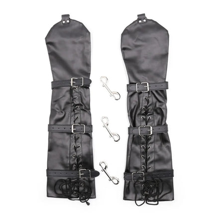 Thierry Women BDSM Arm Binders,Strict Leather Bondage Opera Gloves Harness Sleeves Lockable Restraints  for Fetish Sex Toys