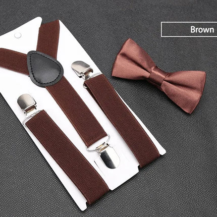 Kids Suspenders with Bowtie Fashion Children Bow Tie Set Boys Braces Girls Adjustable Suspenders Baby Wedding Ties Accessories