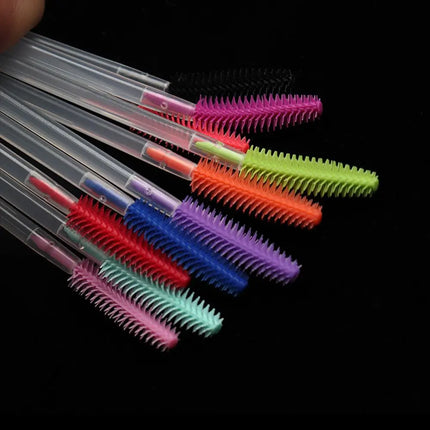 10Pcs Colorful Disposable Silicone Head Mascara Applicator Spooler Brush Eyebrow Comb Brush Eyelash Extension Makeup Tools