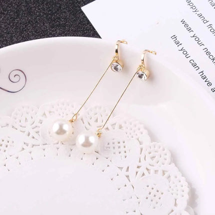 Korea Style Fashion Cute Ear Wire Clip Earrings Non Piercing Female Models Long Pearl No Ear Hole Jewelry women Earrings