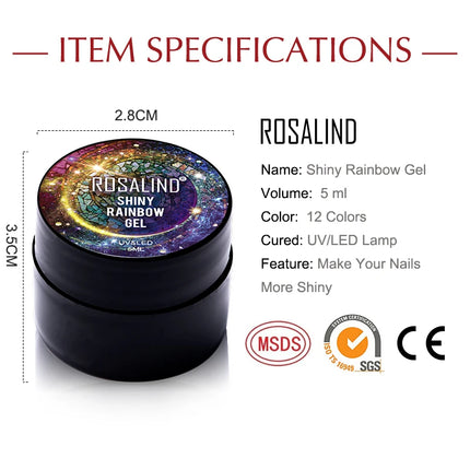 ROSALIND Nail Gel Polish Set Rainbow Hybrid Varnish 5ML Gel Paint Set For Manicure Design Semi permanent Primer Base For Nails