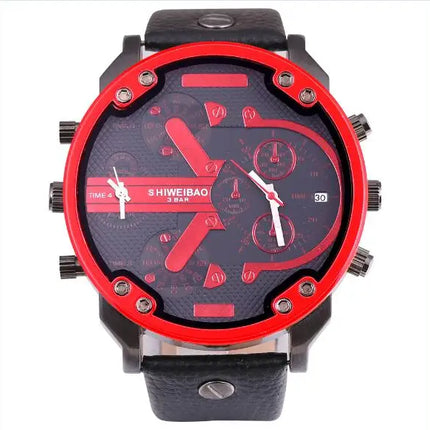 Brand Big Dial Steel Strip Dual Time Display Men Watches Chronograph Quartz Military Wristwatch Relogio Masculino Hombre Reloj