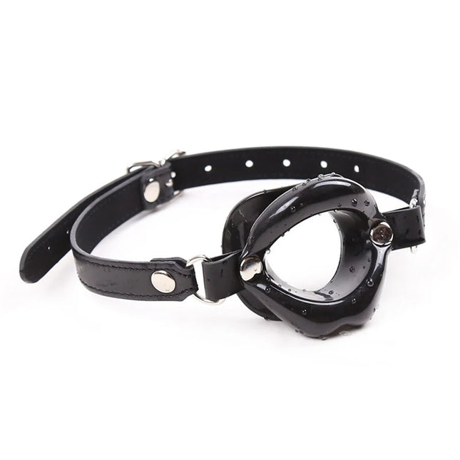 Leather Strap Rubber Lips O Ring Mouth Gag BDSM Bondage Blow Job Fetish Submission Adult Sex Toys For Women Sex Products