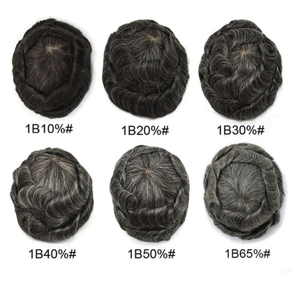 Thin Skin Base Human Hair Mens Wigs Skin Hair Replacement Mens Toupee