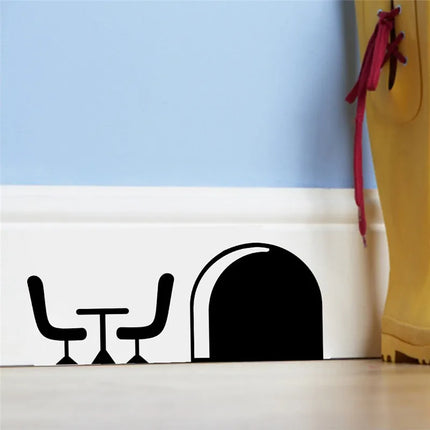 Funny Mouse Hole Wall Stickers Kitchen Bedroom Baseboard Home Decoration 3d Vinyl Wall Decals Diy Cartoon Rat Animal Mural Art