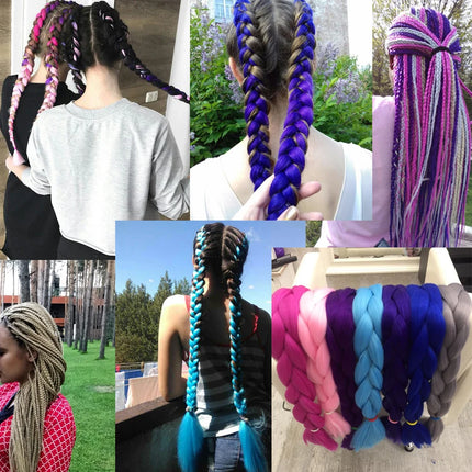 VERVES Braiding Hair Long 100 cm Folded Synthetic Jumbo Braids 165g/Piece Brown Black Pink Pure Color Braid Hair Extensions