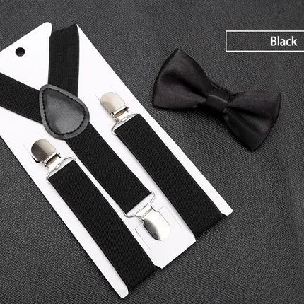 Kids Suspenders with Bowtie Fashion Children Bow Tie Set Boys Braces Girls Adjustable Suspenders Baby Wedding Ties Accessories