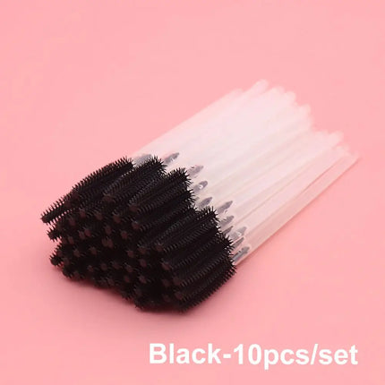 10Pcs Colorful Disposable Silicone Head Mascara Applicator Spooler Brush Eyebrow Comb Brush Eyelash Extension Makeup Tools